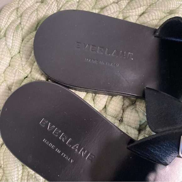 Everlane The Modern Buckle Black Suede Double Strap Flat Slip On Sandal - Picture 5 of 8